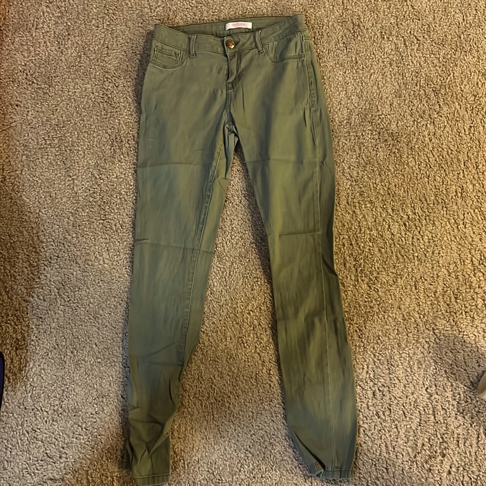 Refugee, green jeans, size 4